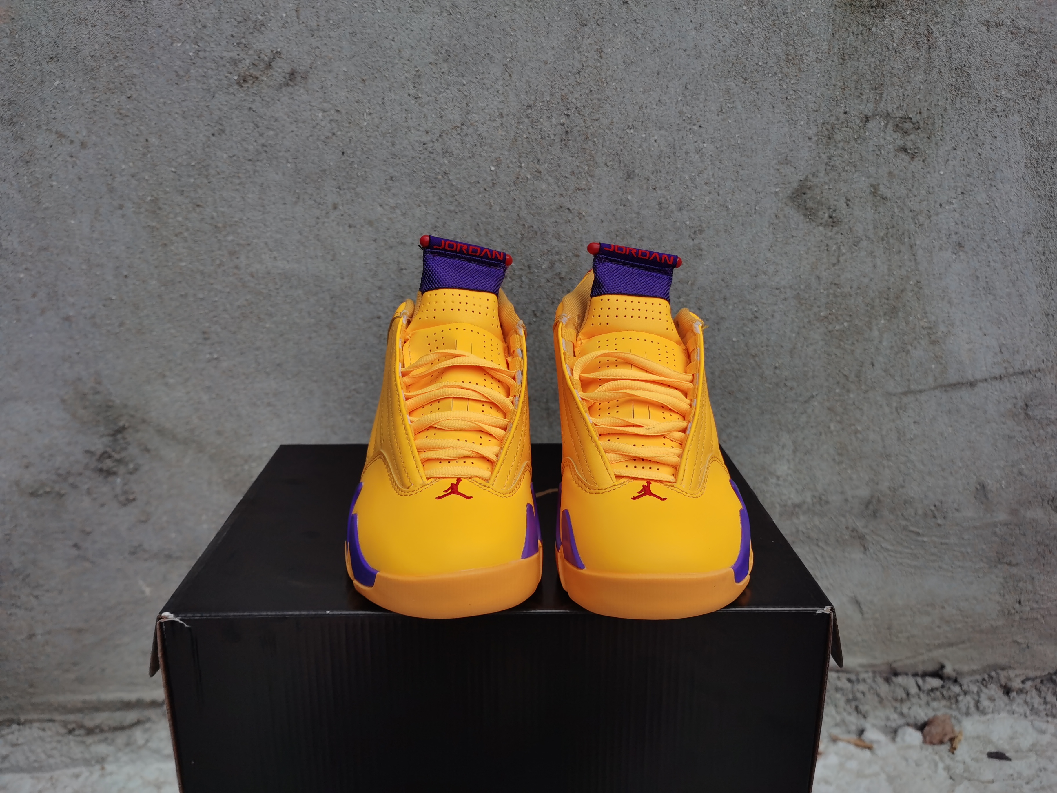 New Men Air Jordan 14 Retro Yellow Purple Shoes